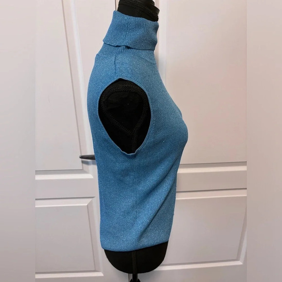 Vintage | Nygard Collection | Blue Sparkly Sleeveless Turtle Neck | Size M - Picture 7 of 10